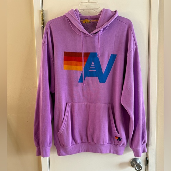 Aviator Nation Tops - Aviator Nation Logo Pullover Relaxed Hoodie Neon Purple